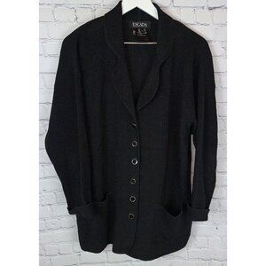 ESCADA Women’s Black Long Cardigan Wool Gold Buttons Italy Size 38/Medium